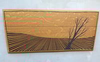 A tree in a ploughed field 