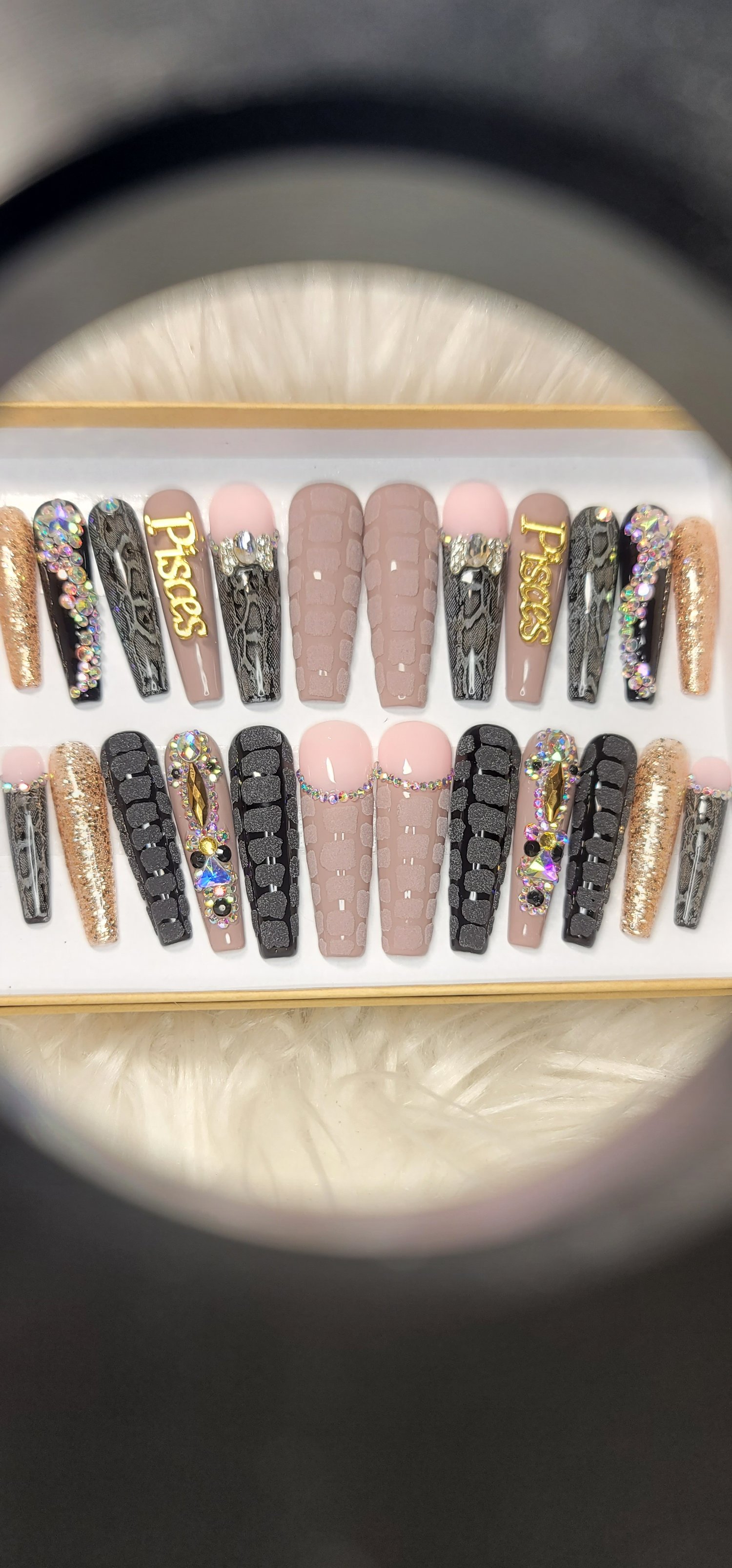 Image of Xl brown Pisces nails