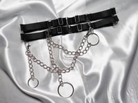 Image 3 of Satin elastic double belt with chains and O rings