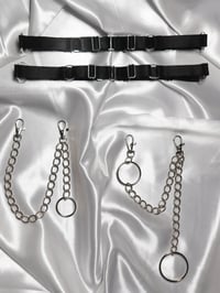 Image 4 of Satin elastic double belt with chains and O rings