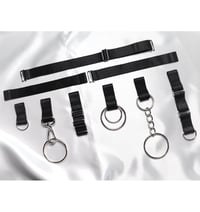 Image 5 of Satin elastic belt with multiple silver O rings