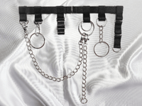 Image 4 of Satin elastic belt with multiple silver O rings