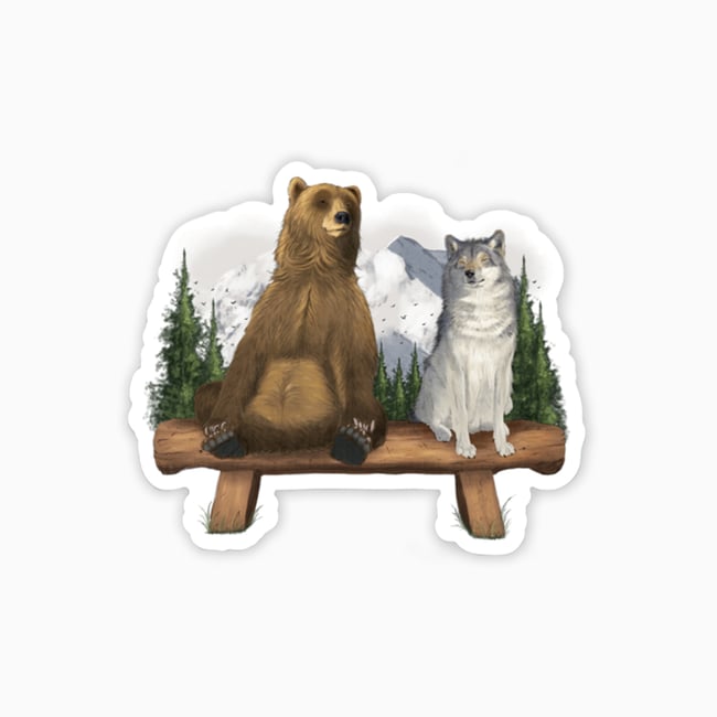 Bear And Wolf Sticker