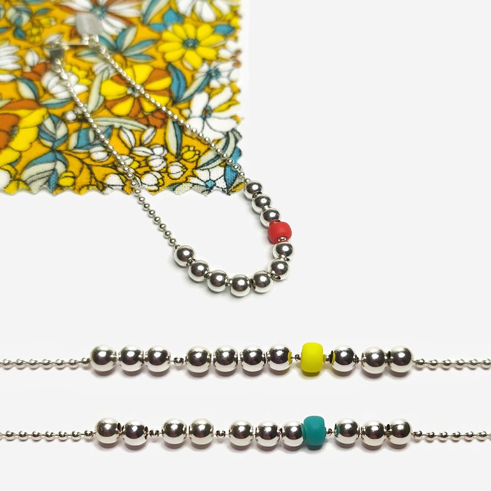 Image of Bracelets Boules Argent "J'adore" 9 couleurs