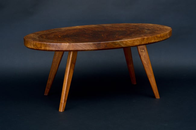 Oval Walnut Burl Coffee Table