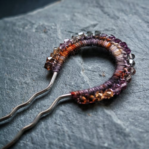 Image of PEACOCK SHAWL PIN - Ube