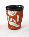 Glazed and hand painted terracotta cups - set of 4 