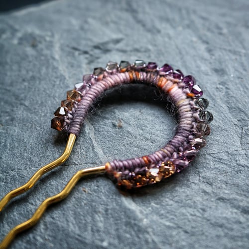 Image of PEACOCK SHAWL PIN - Ube