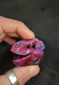 Image 2 of Purple rainbow Tyrannosaurus rex skull pendant 💜🌈