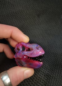 Image 3 of Purple rainbow Tyrannosaurus rex skull pendant 💜🌈