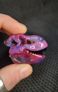 Image 4 of Purple rainbow Tyrannosaurus rex skull pendant 💜🌈