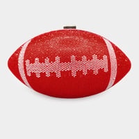 Image 1 of Ladies Bling Football Purse/Clutch w/Detachable Chain Strap