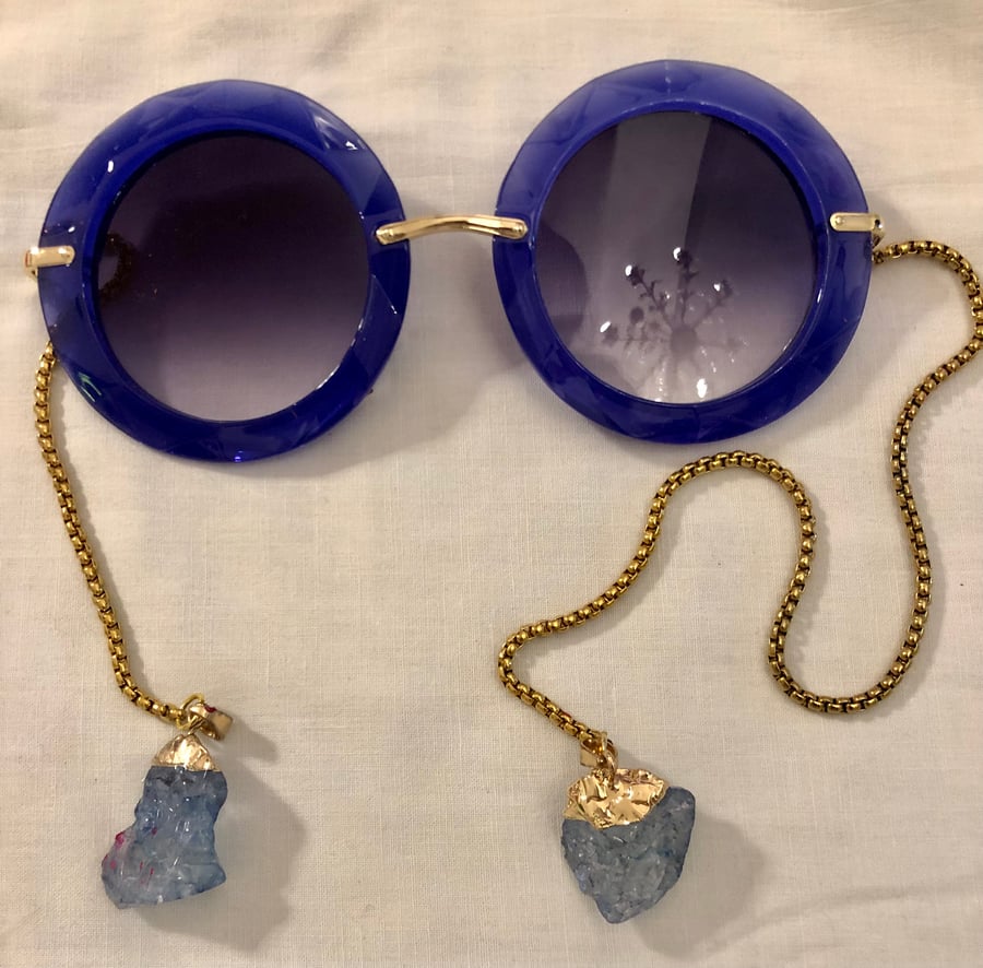 Image of Blue Big Round Chains Glasses