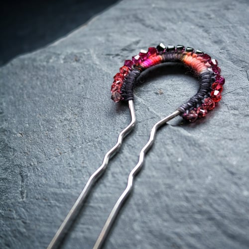 Image of PEACOCK SHAWL PIN - Embers