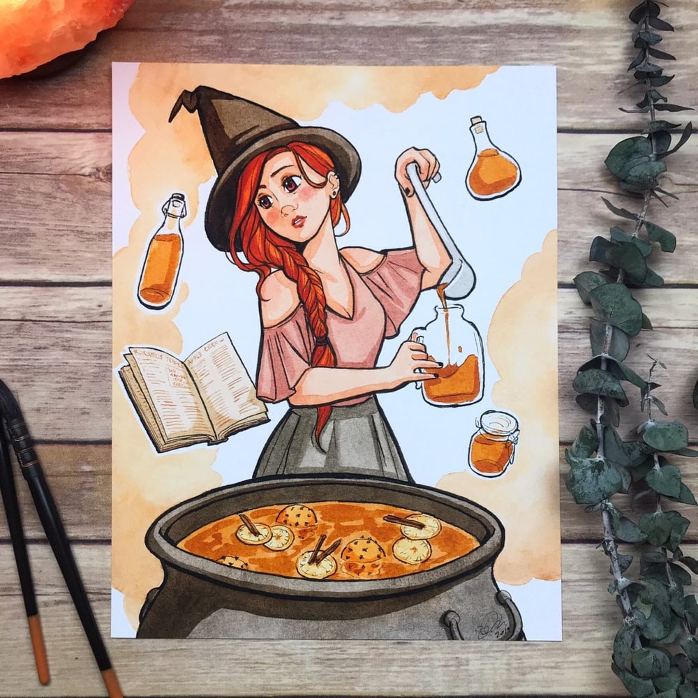 Cider Witch Signed Watercolor Print