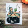 Bath Witch Print Signed Watercolor Print 