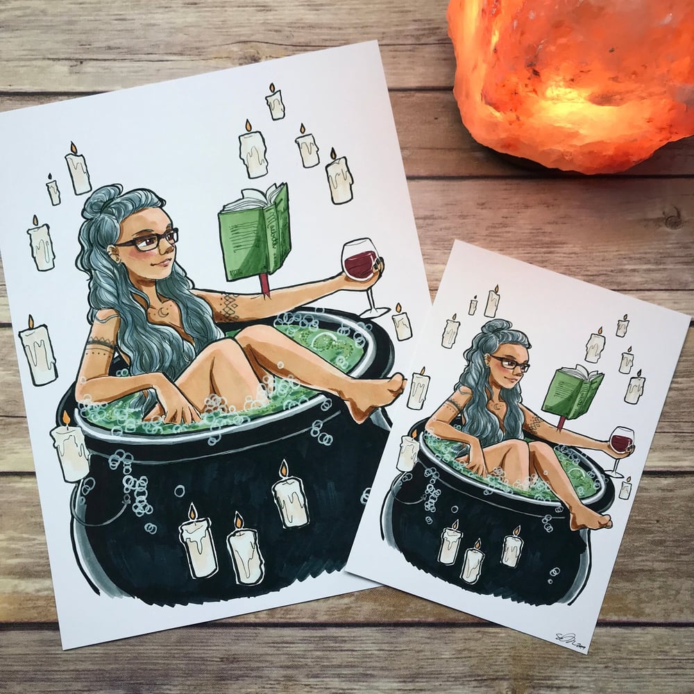 Bath Witch Print Signed Watercolor Print 