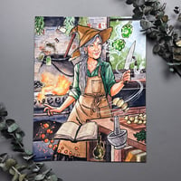 Kitchen Witch Signed Watercolor Print