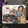 Vinyl Witch Signed Watercolor Print