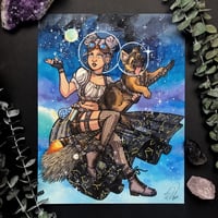 Steampunk Witch Signed Watercolor Print