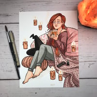 Cozy Witch Signed Watercolor Print