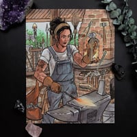 Blacksmith Witch Signed Watercolor Print 