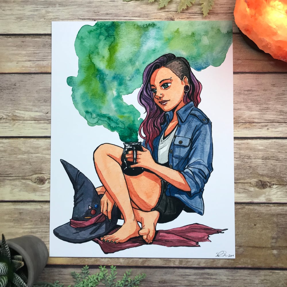 Punk Witch Signed Watercolor Print