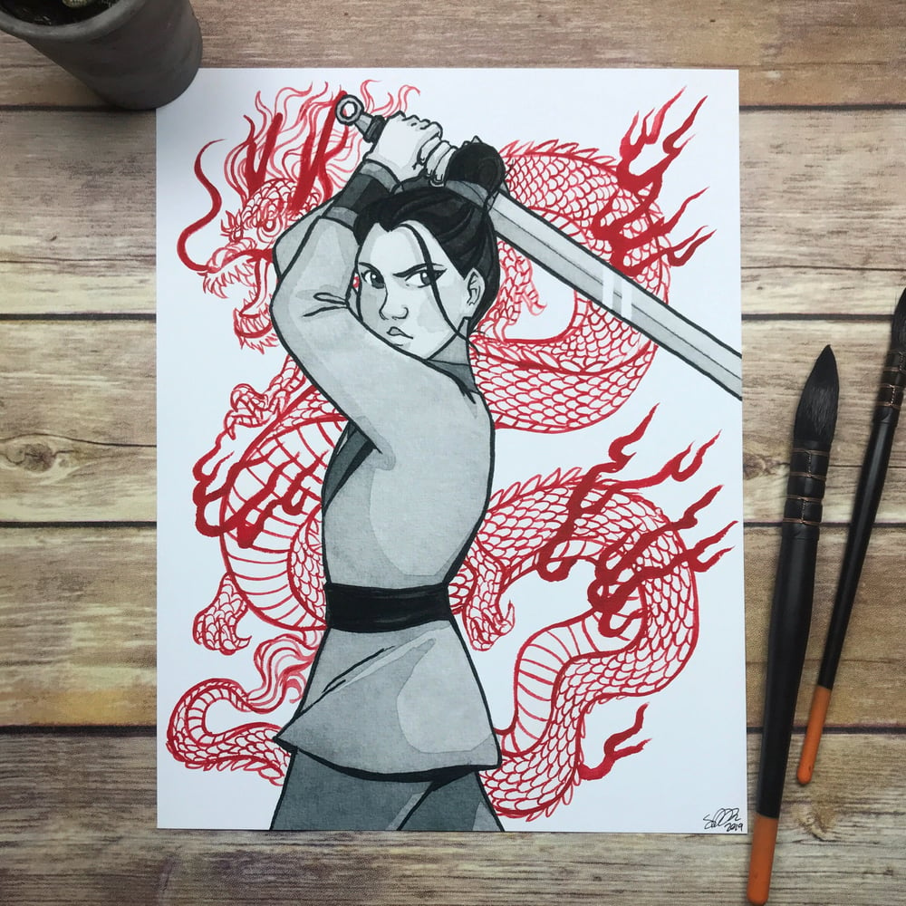 "The Warrior" Mulan Signed Watercolor Print