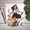 Inktober Witch / "Swing Dancing Witch" / Signed Print Original Watercolor