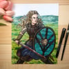 "The Shieldmaiden" Lagertha Signed Watercolor Print