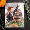 Gingerbread Witch Signed Watercolor Print