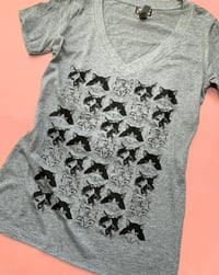 Image 3 of Catmouflage Tee- Ladies V-Neck, Gray