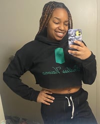 Image 2 of Women's MK Green Flag Crop Top Hoodie