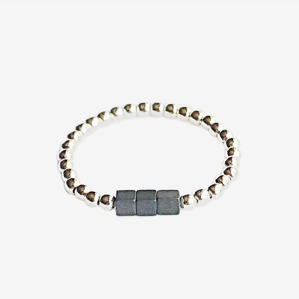 Image of Bague Hématite "Cube"