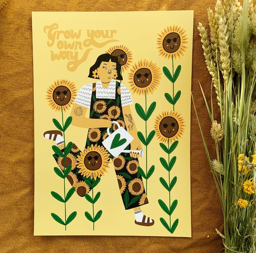 Image of Grow Your Own Way Sunflower Print/ Postcard
