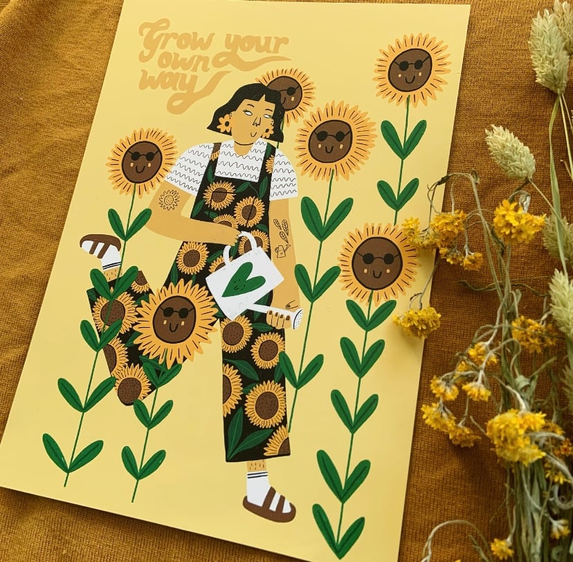 Image of Grow Your Own Way Sunflower Print/ Postcard