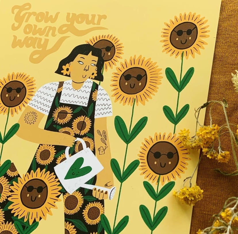 Image of Grow Your Own Way Sunflower Print/ Postcard