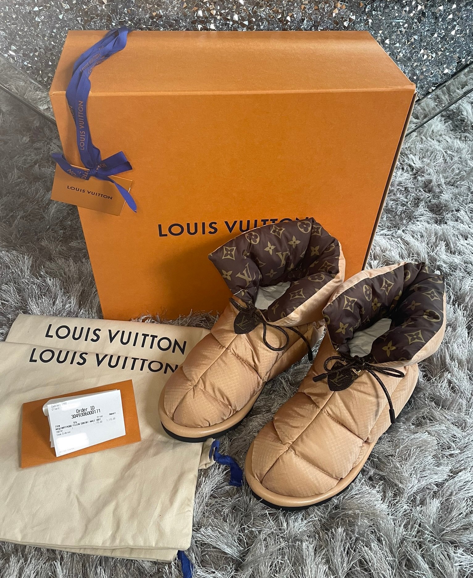 Louis Vuitton Pillow Comfort Ankle Boot Beige Size 38