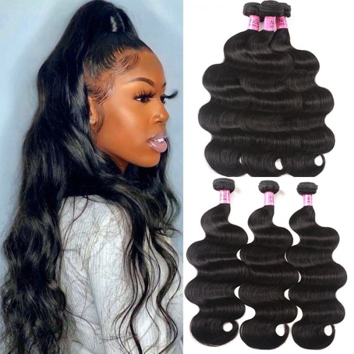 Image of 3 Brazilian Hair Bundles  + closure