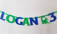 Image 1 of Personalised Dino Banner, ANY AGE Dino Party, Dinosaur Bunting, Dino Room Decor