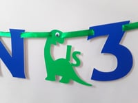 Image 2 of Personalised Dino Banner, ANY AGE Dino Party, Dinosaur Bunting, Dino Room Decor