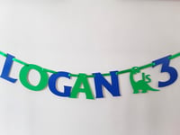 Image 3 of Personalised Dino Banner, ANY AGE Dino Party, Dinosaur Bunting, Dino Room Decor