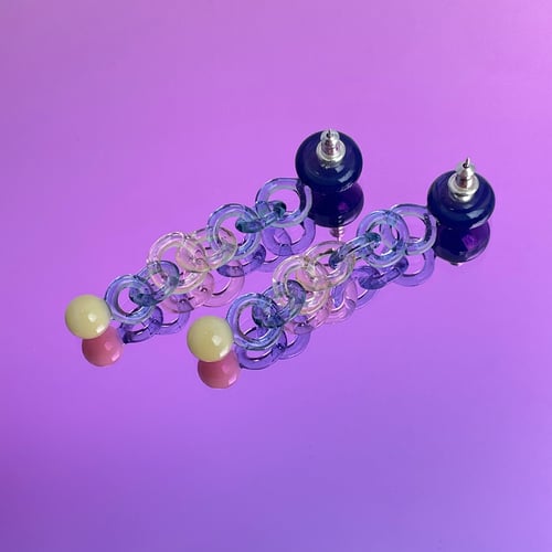 Image of Cobalt Dot Chain Studs