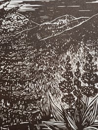 Image 9 of No friends but the mountains • Linocut paper print