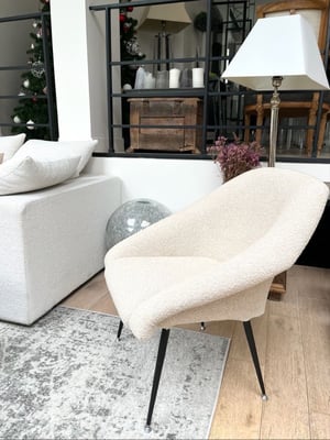 Image of Fauteuil Coquille velours ivoire