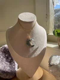 Image 2 of Gold Green Mountain Stone Moon Necklace