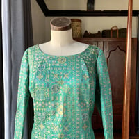 Image 4 of Vintage Couture Brocade Metallic Maxi Dress Large