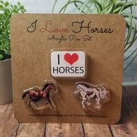 Image 1 of I love Horses | Acrylic Lanyard/Lapel Pin Set (3 Pins)