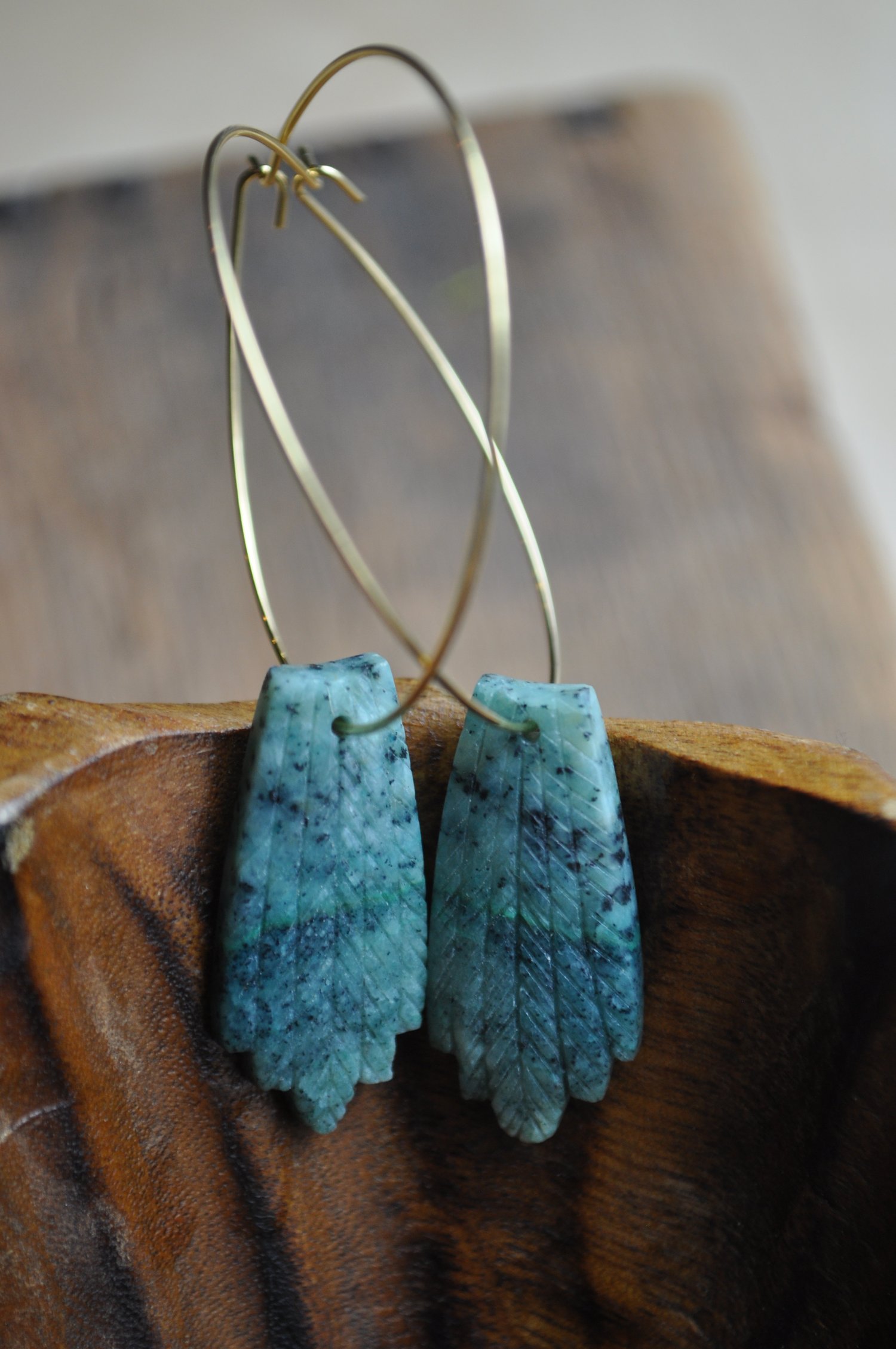 Image of Chrysocolla Plume Hoops