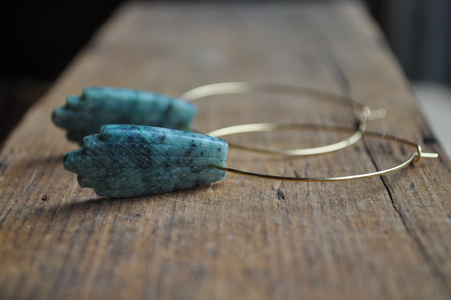 Image of Chrysocolla Plume Hoops